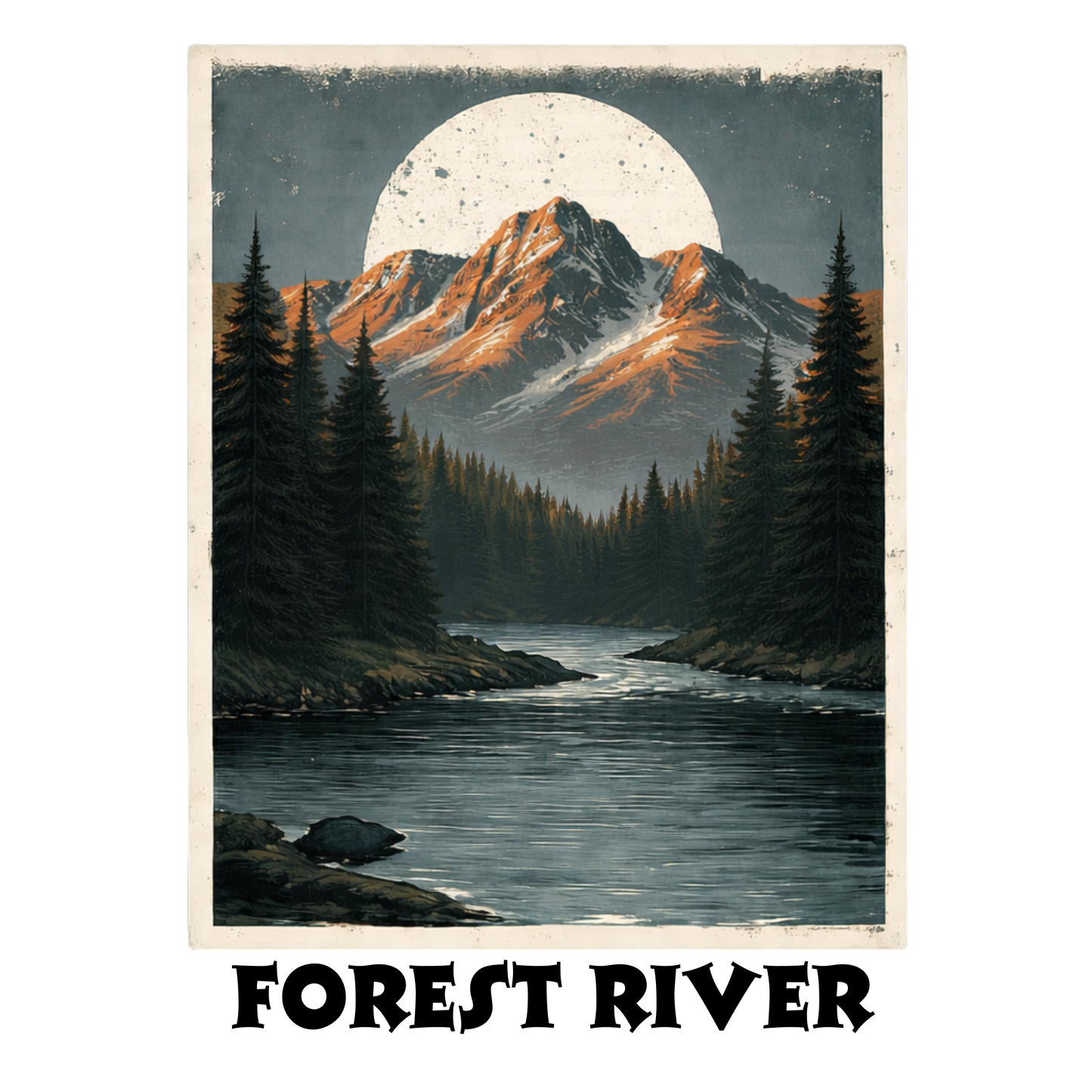 Forest River Mountain Landscape Graphic T-Shirt