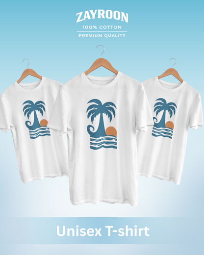 Palm Sunset Beach Graphic Tee – Premium Cotton T-Shirt
