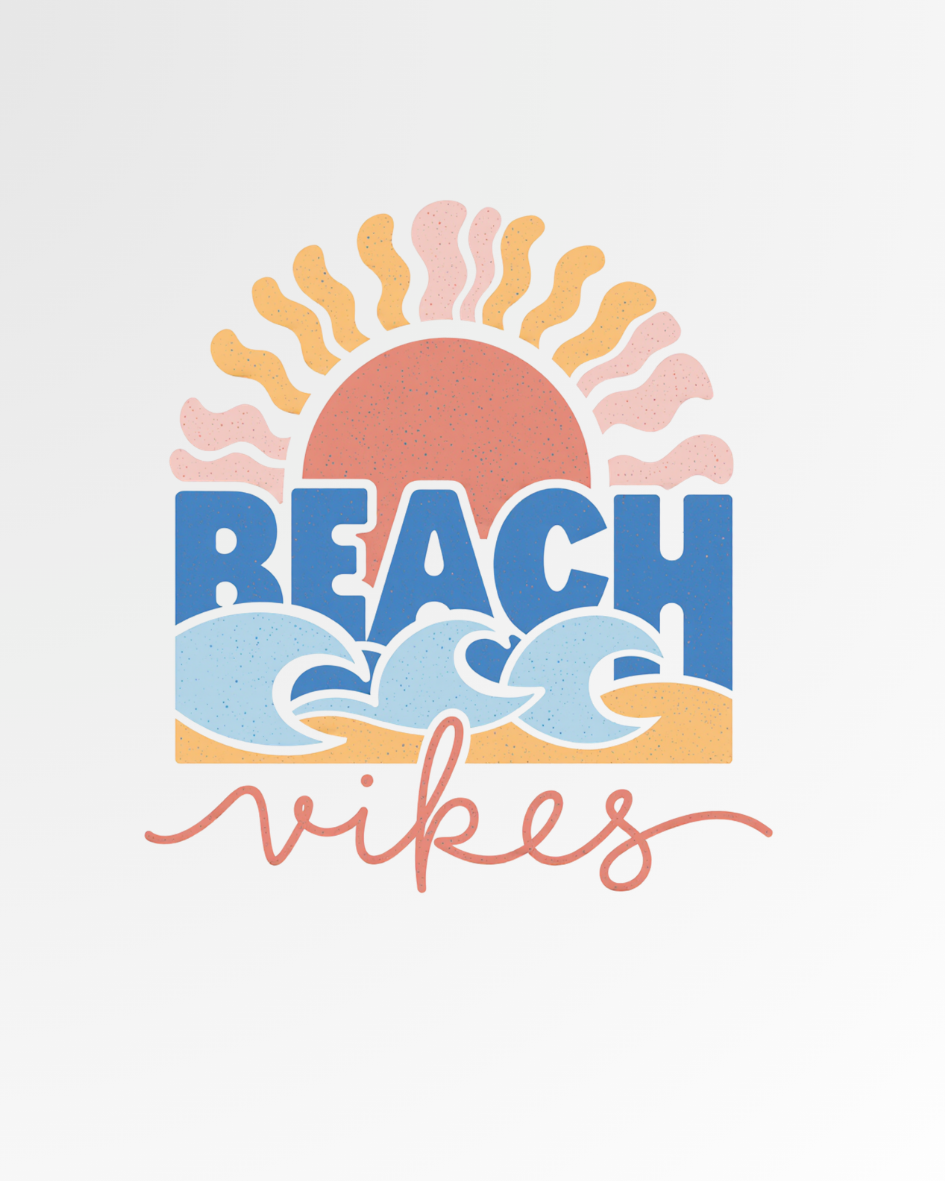 beach vibes graphic t-shirt, premium cotton black tee with sunset and wave design, summer casual wear