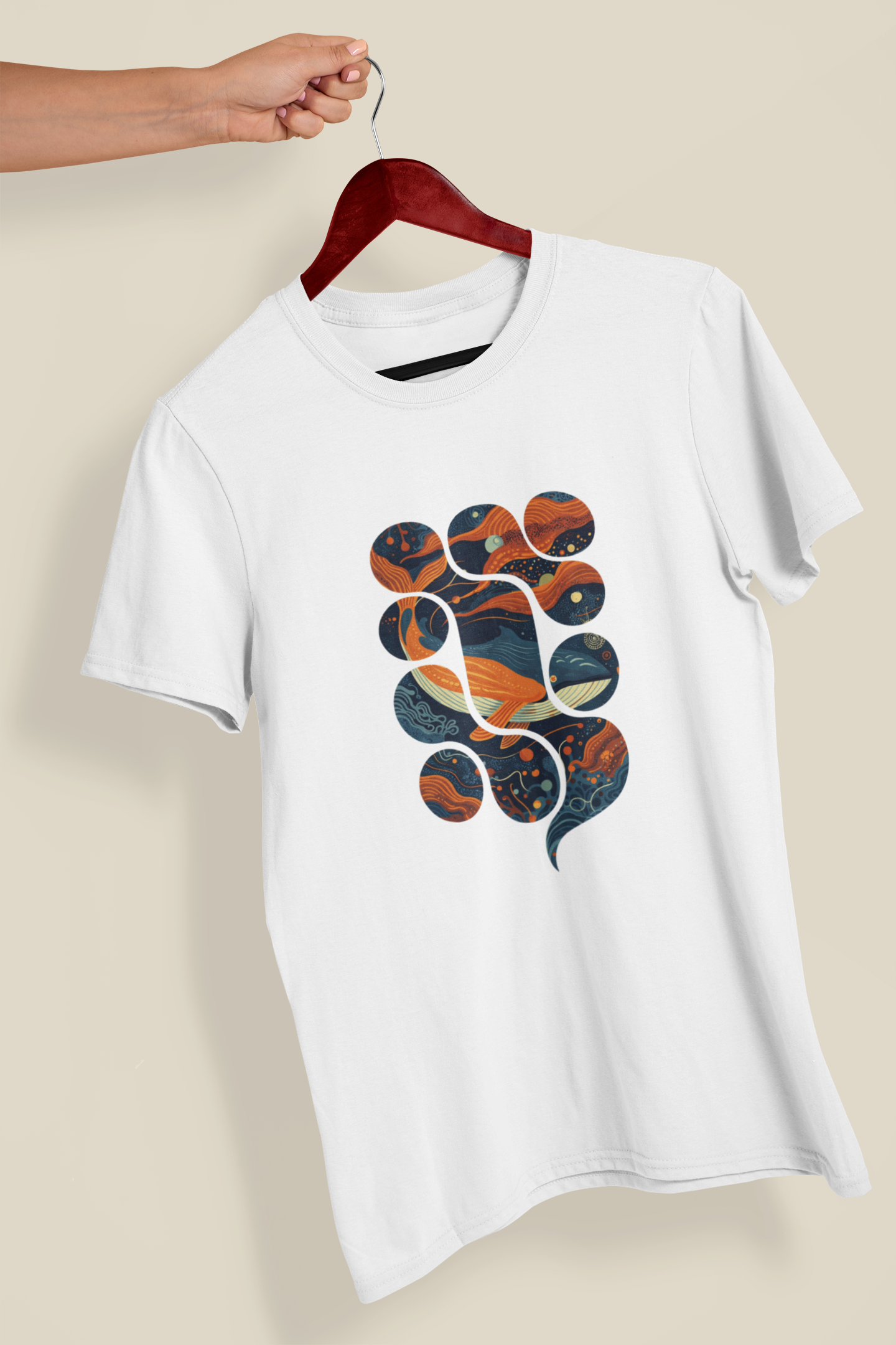 Abstract Cosmic Dolphin Graphic T-Shirt