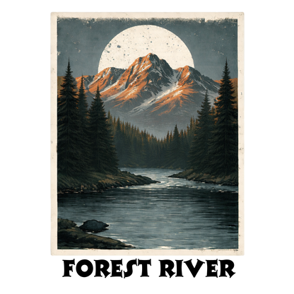 Forest River Mountain Landscape Graphic T-Shirt
