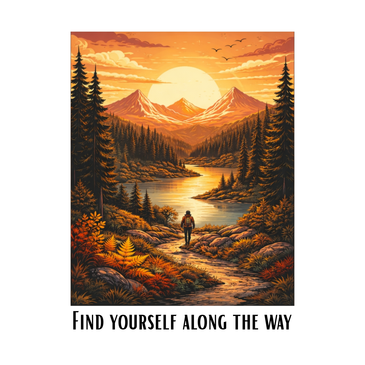 Find Yourself Along The Way – Adventure Landscape Graphic T-Shirt