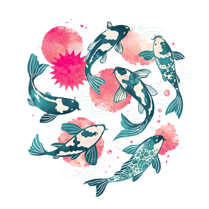 Koi Fish Harmony Circle Graphic T-Shirt