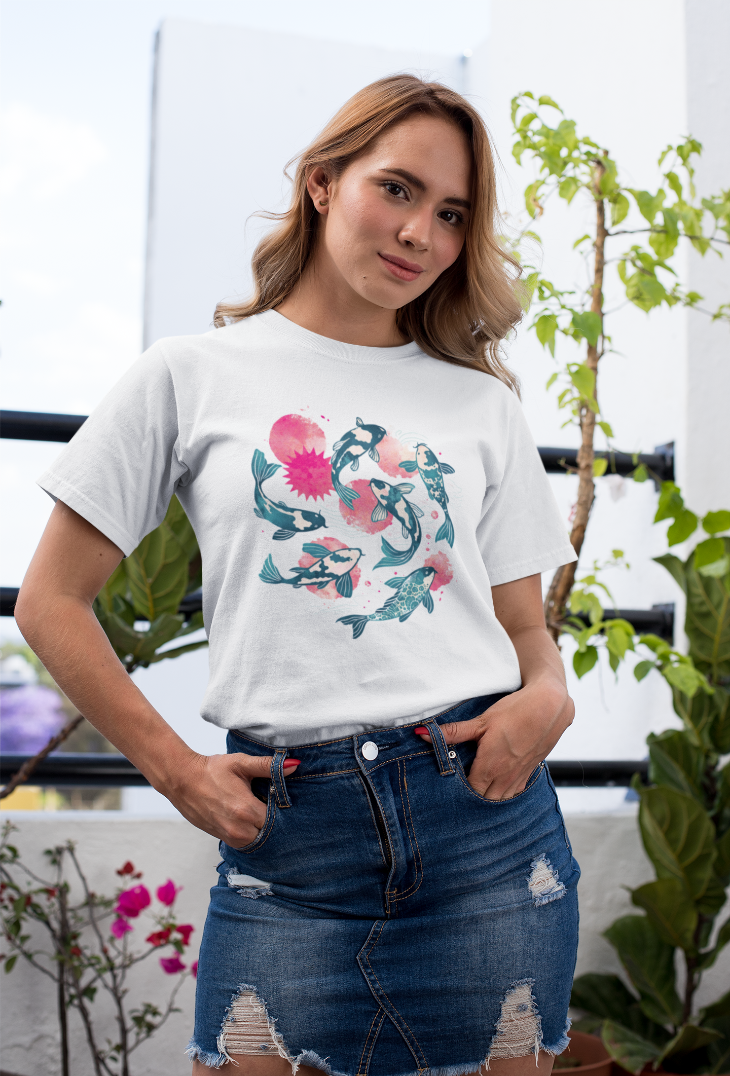 Koi Fish Harmony Circle Graphic T-Shirt