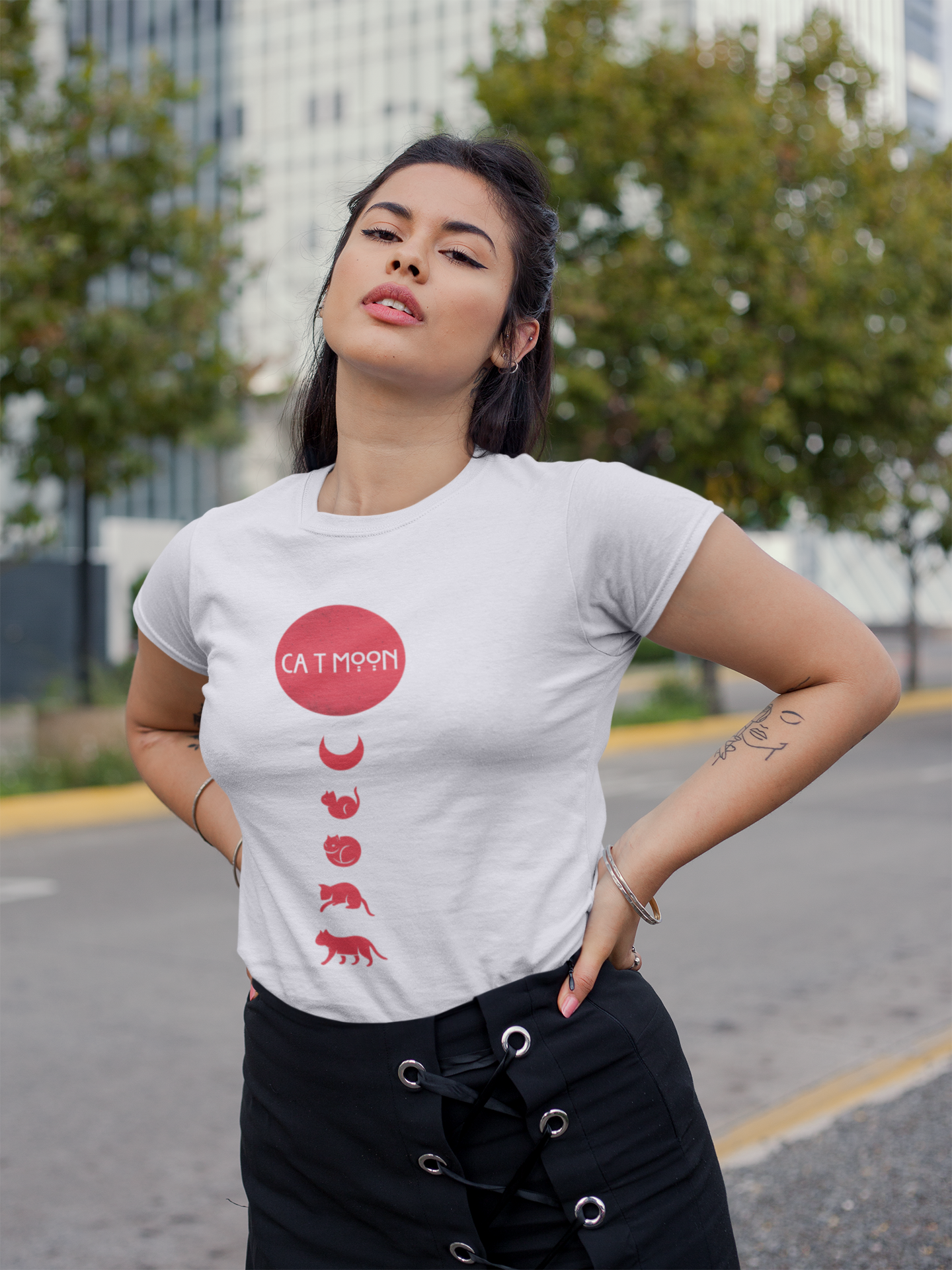 Cat Moon – Artistic Sunset Cat Silhouette Unisex T-Shirt