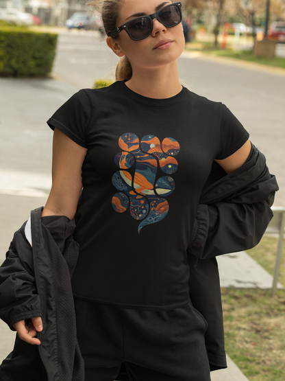 Abstract Cosmic Dolphin Graphic T-Shirt