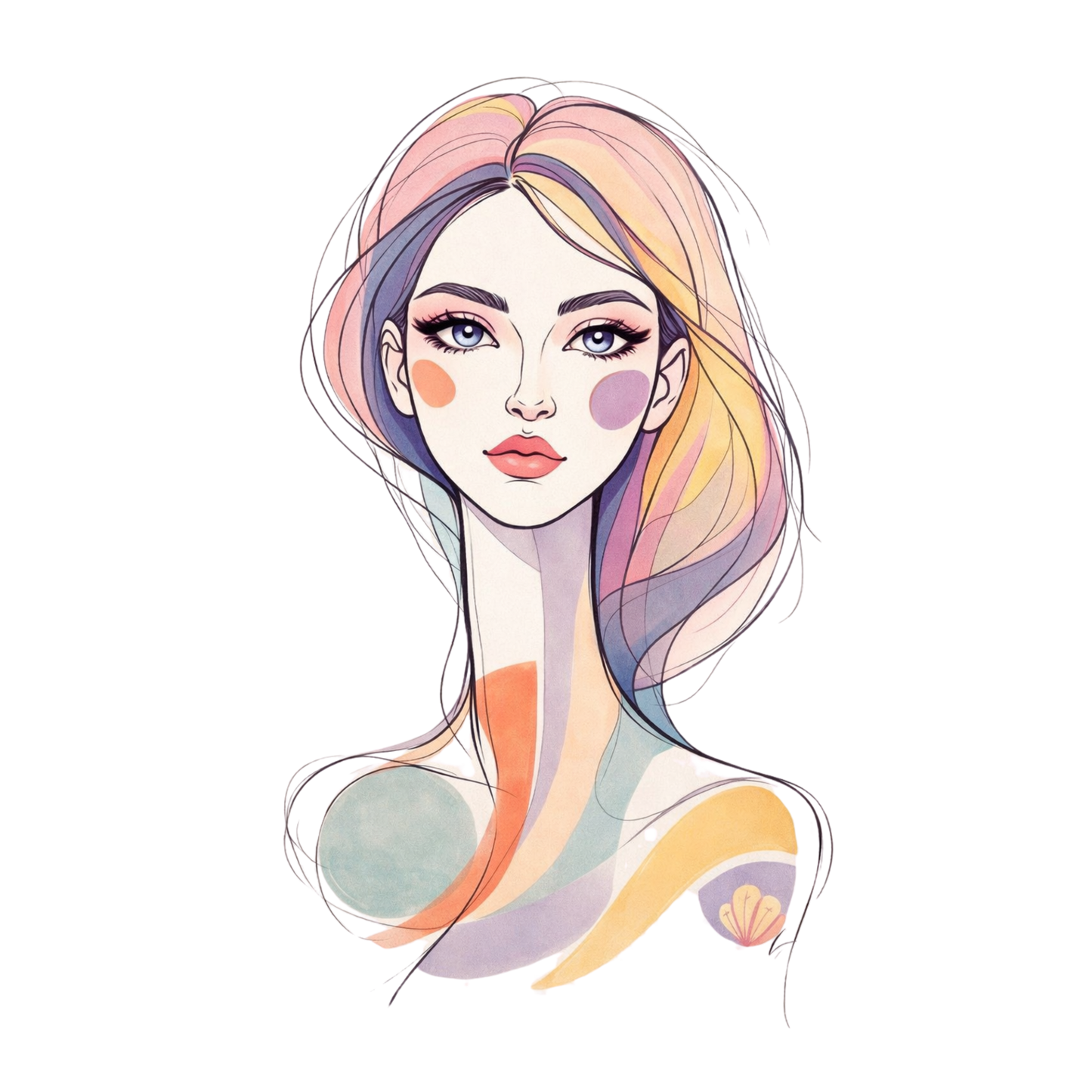 Minimal Artistic Woman Portrait Graphic T-Shirt