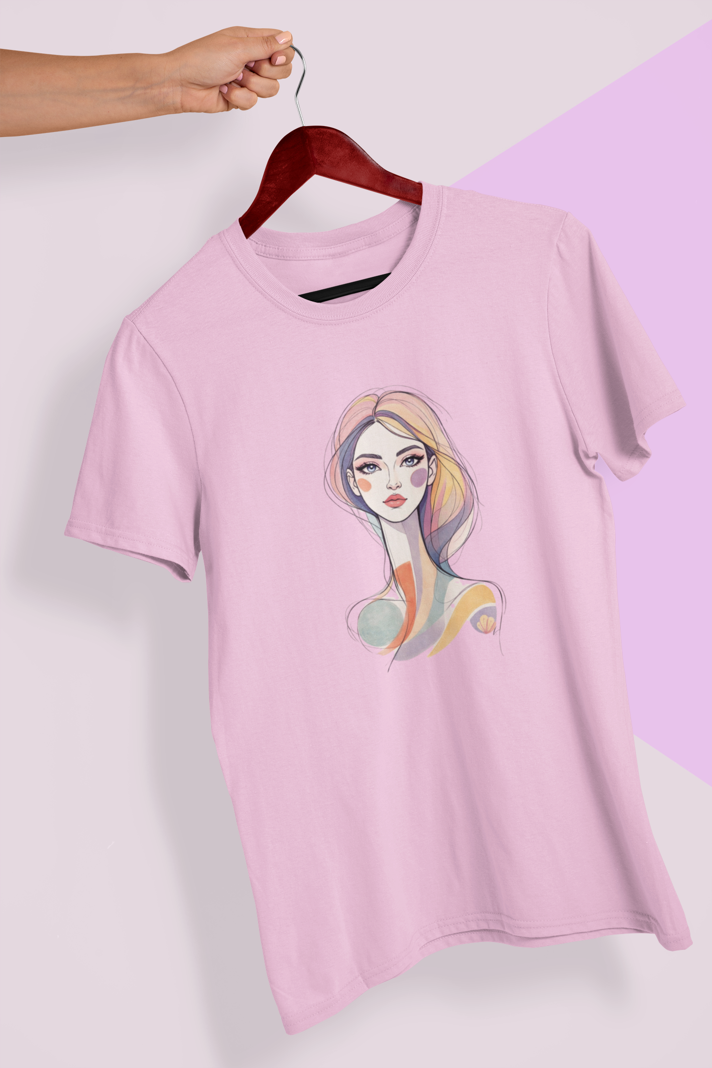 Minimal Artistic Woman Portrait Graphic T-Shirt