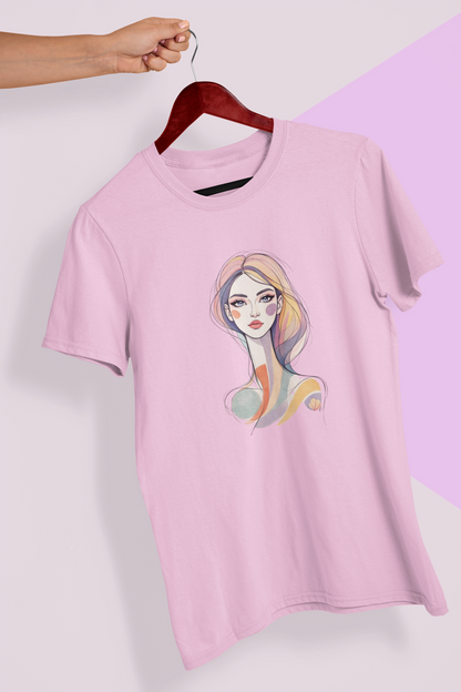 Minimal Artistic Woman Portrait Graphic T-Shirt