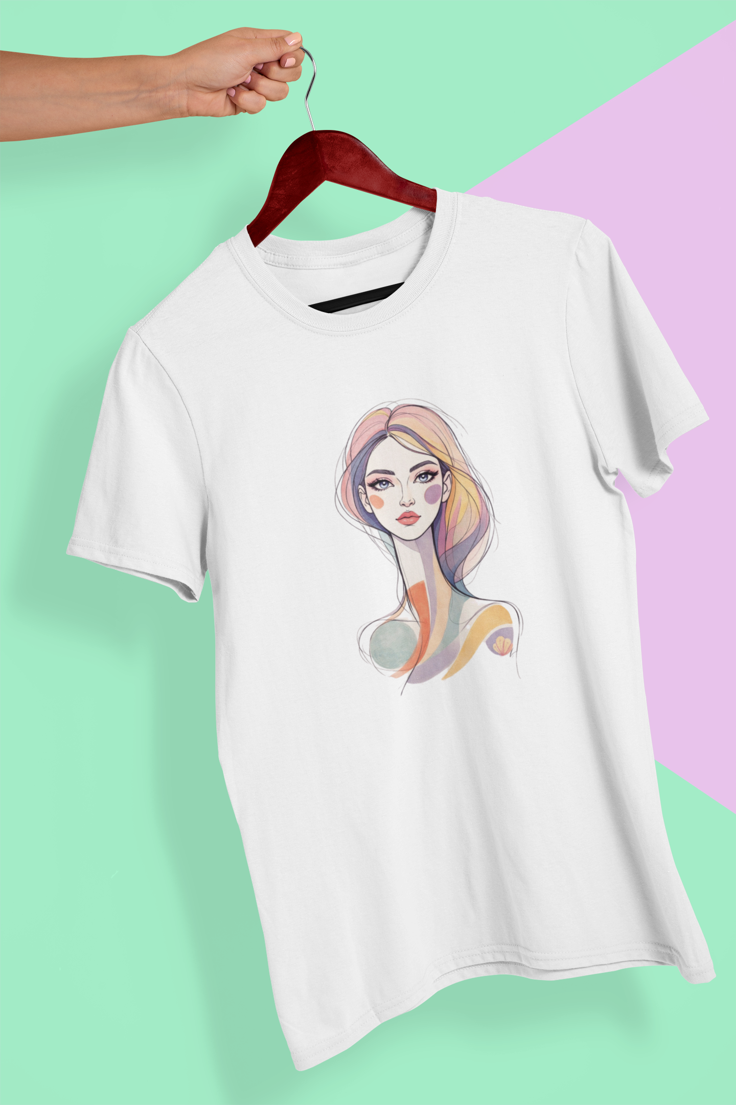 Minimal Artistic Woman Portrait Graphic T-Shirt