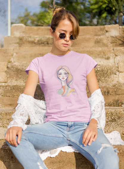 Minimal Artistic Woman Portrait Graphic T-Shirt