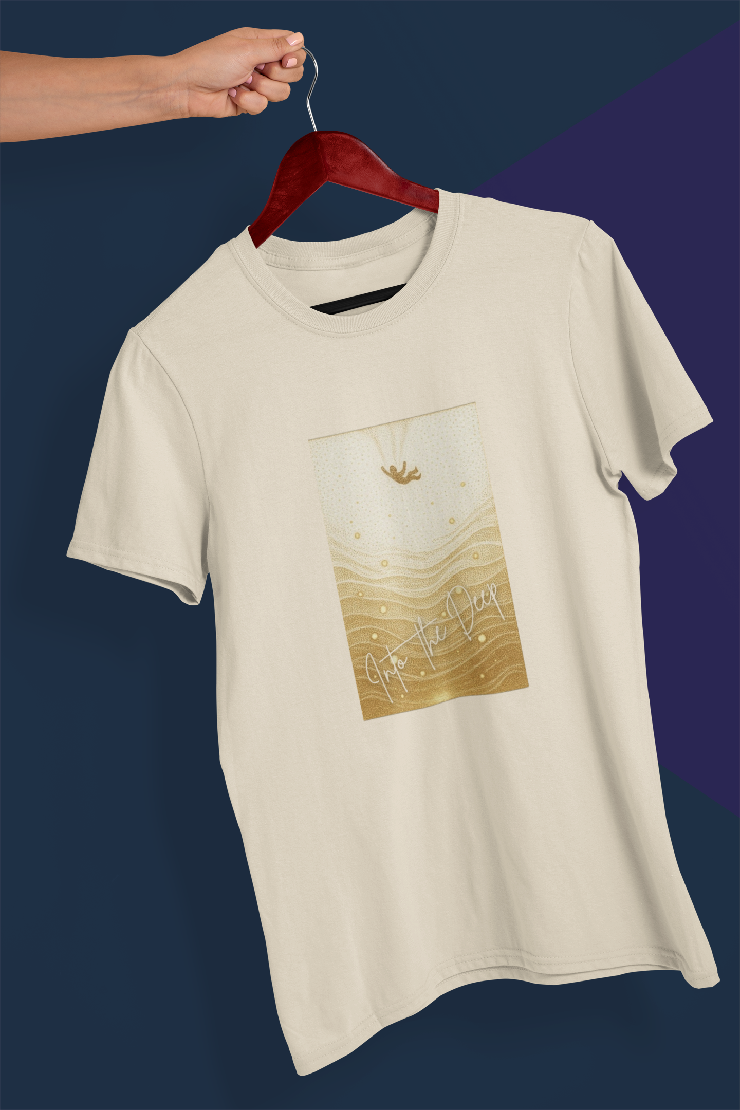 Into The Deep – Minimal Gold Wave Art Unisex T-Shirt