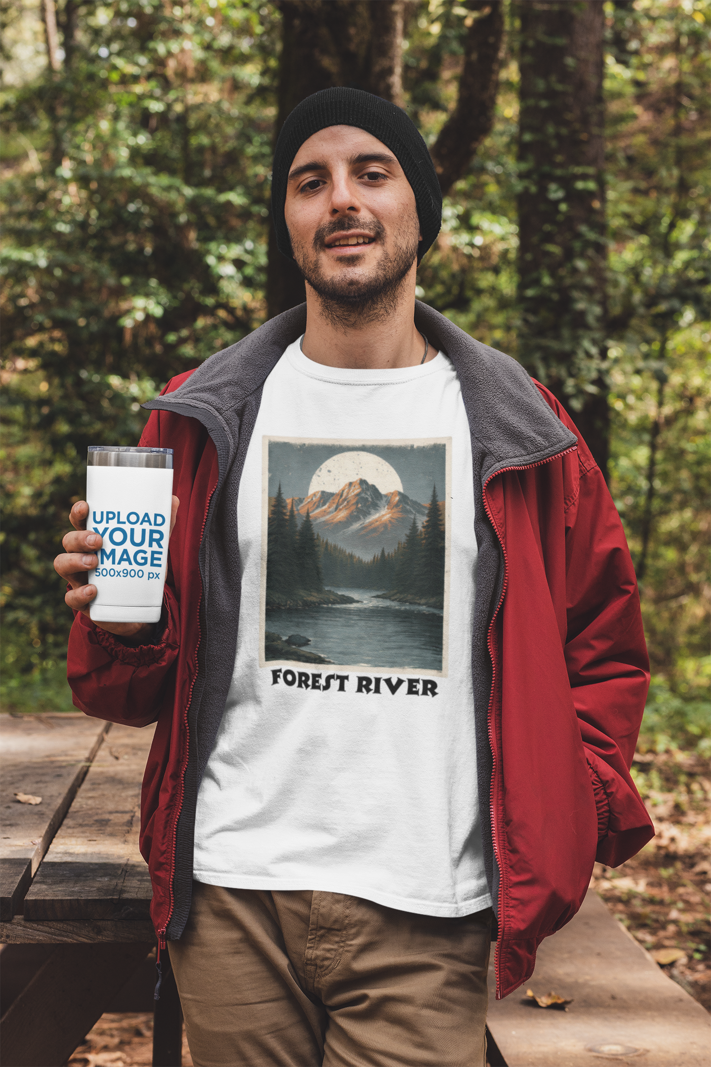 Forest River Mountain Landscape Graphic T-Shirt