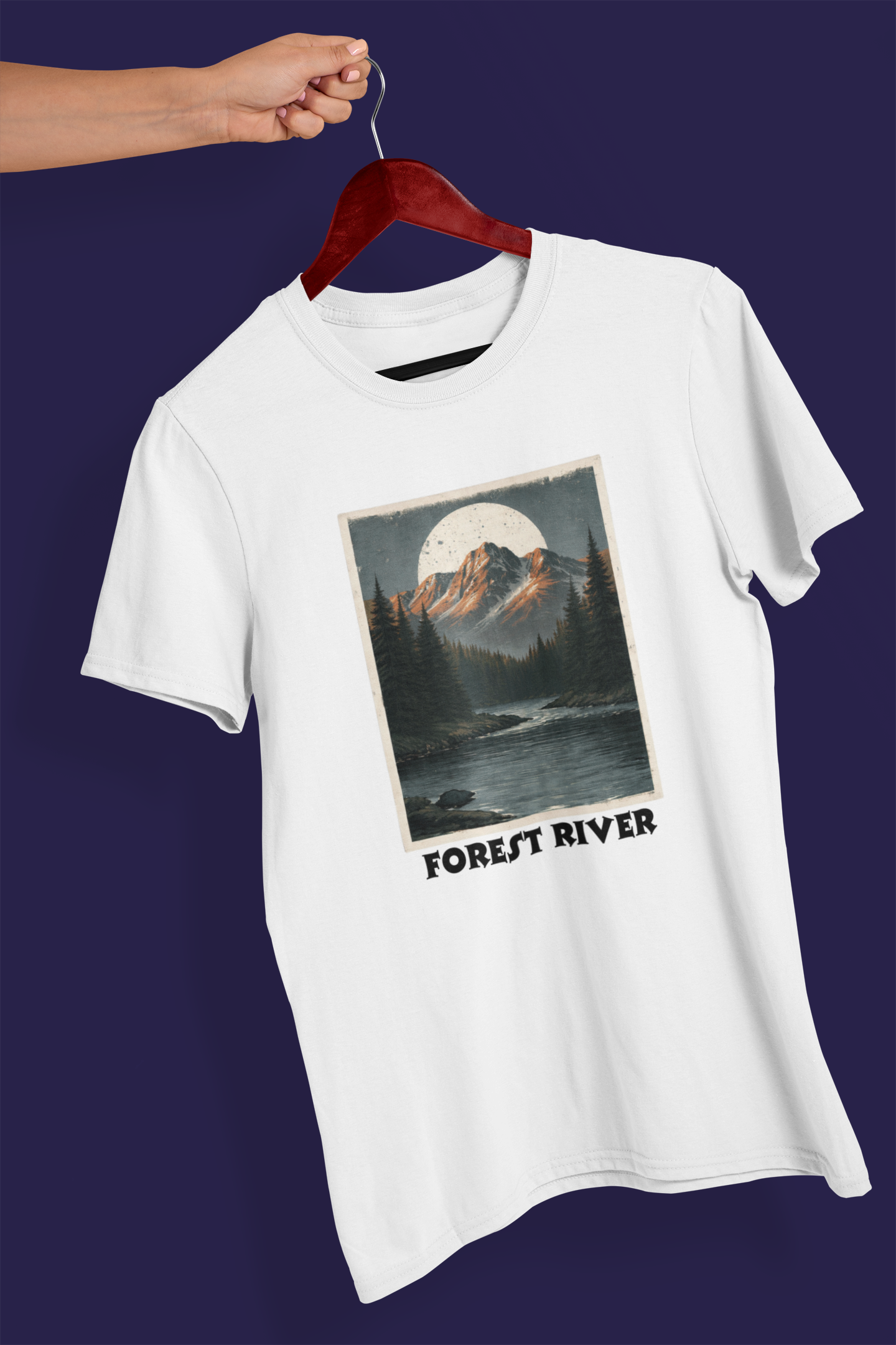Forest River Mountain Landscape Graphic T-Shirt