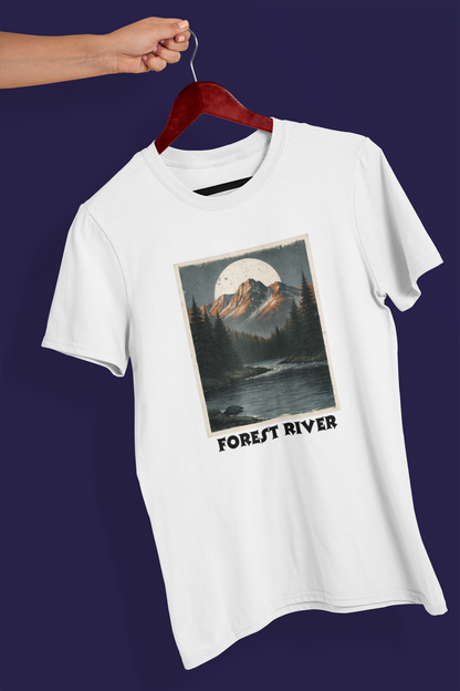 Forest River Mountain Landscape Graphic T-Shirt