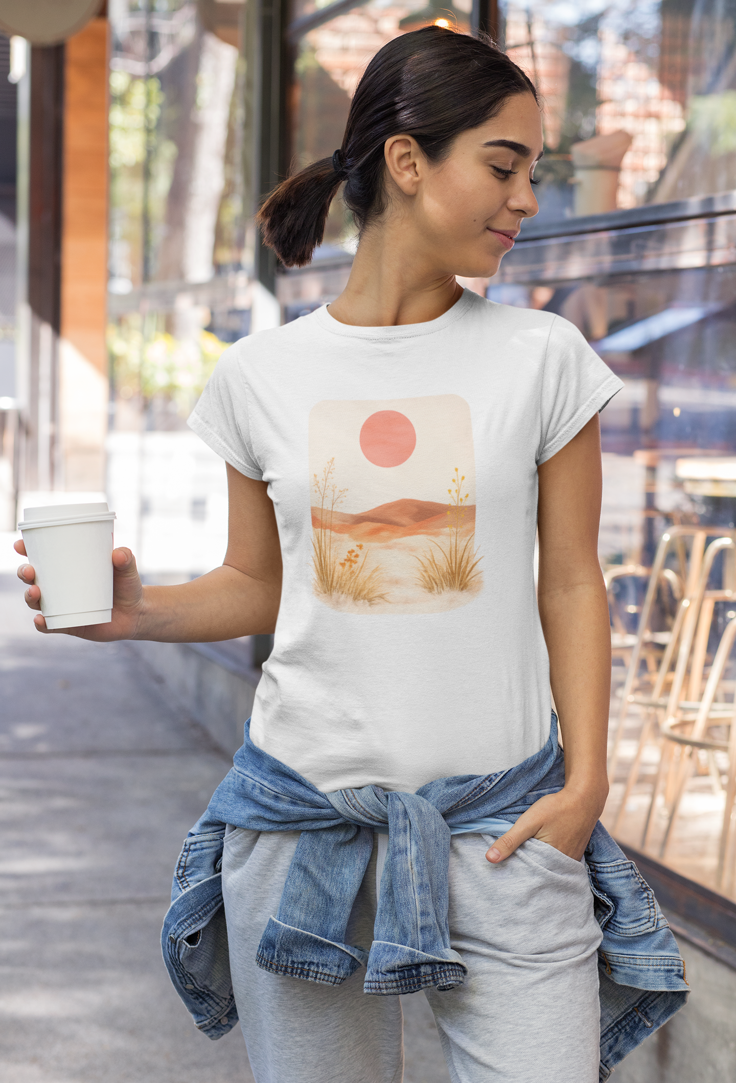 Autumn Sun Minimal Landscape Graphic T-Shirt