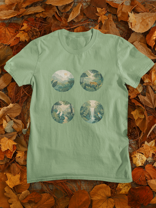 Jungle Elements Four Circles Graphic T-Shirt