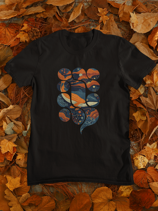 Abstract Cosmic Dolphin Graphic T-Shirt