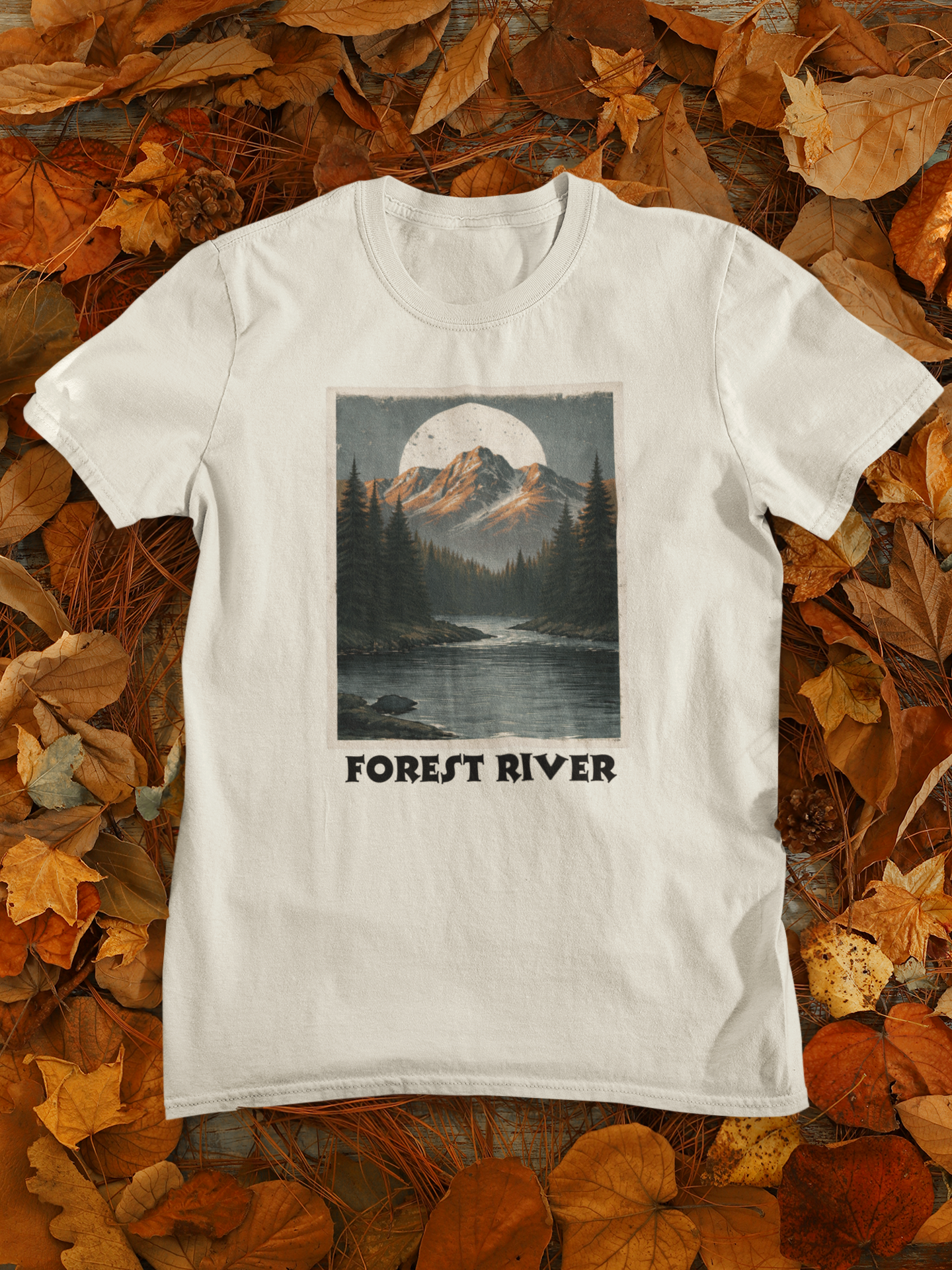 Forest River Mountain Landscape Graphic T-Shirt